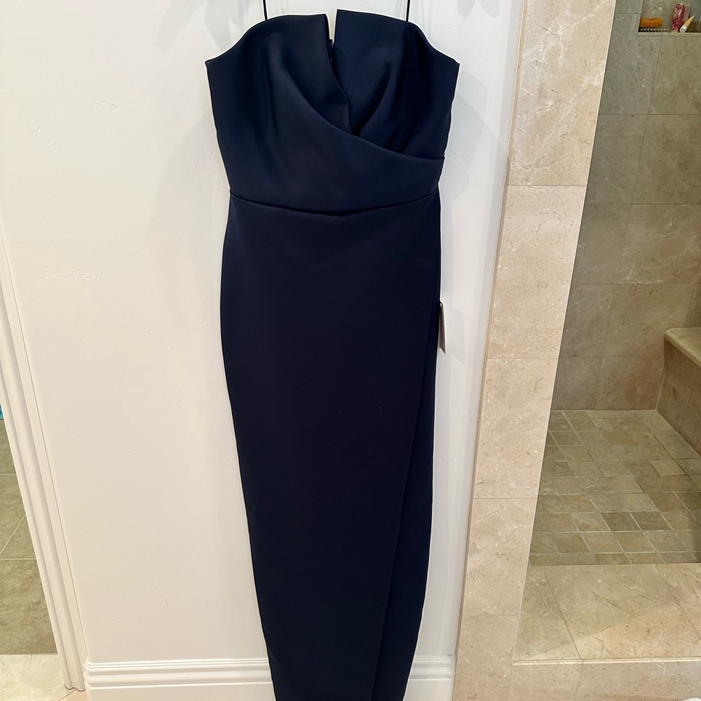 JAYGODFREY Black Strapless Sheath Black Tie Dress